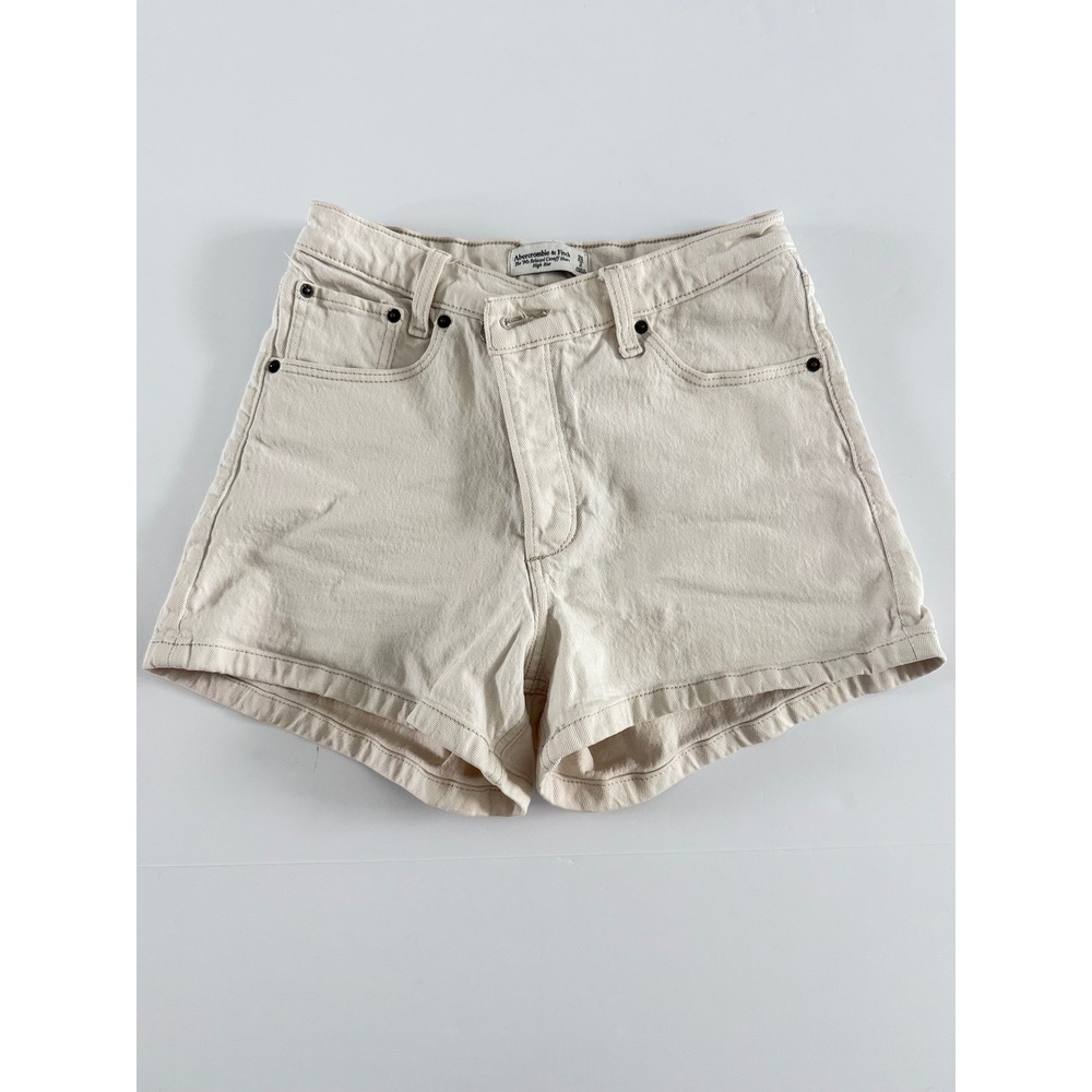Abercrombie & Fitch The 90s Relaxed Cutoff Short Cream Crossover Waist 26 2
